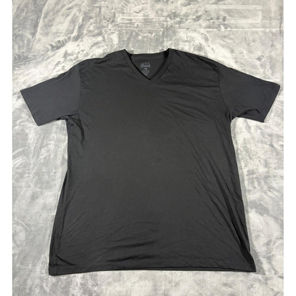 Fresh Clean Tees Mens V Neck T Shirt 2XLT Black Solid Cotton Blend Tall Fit